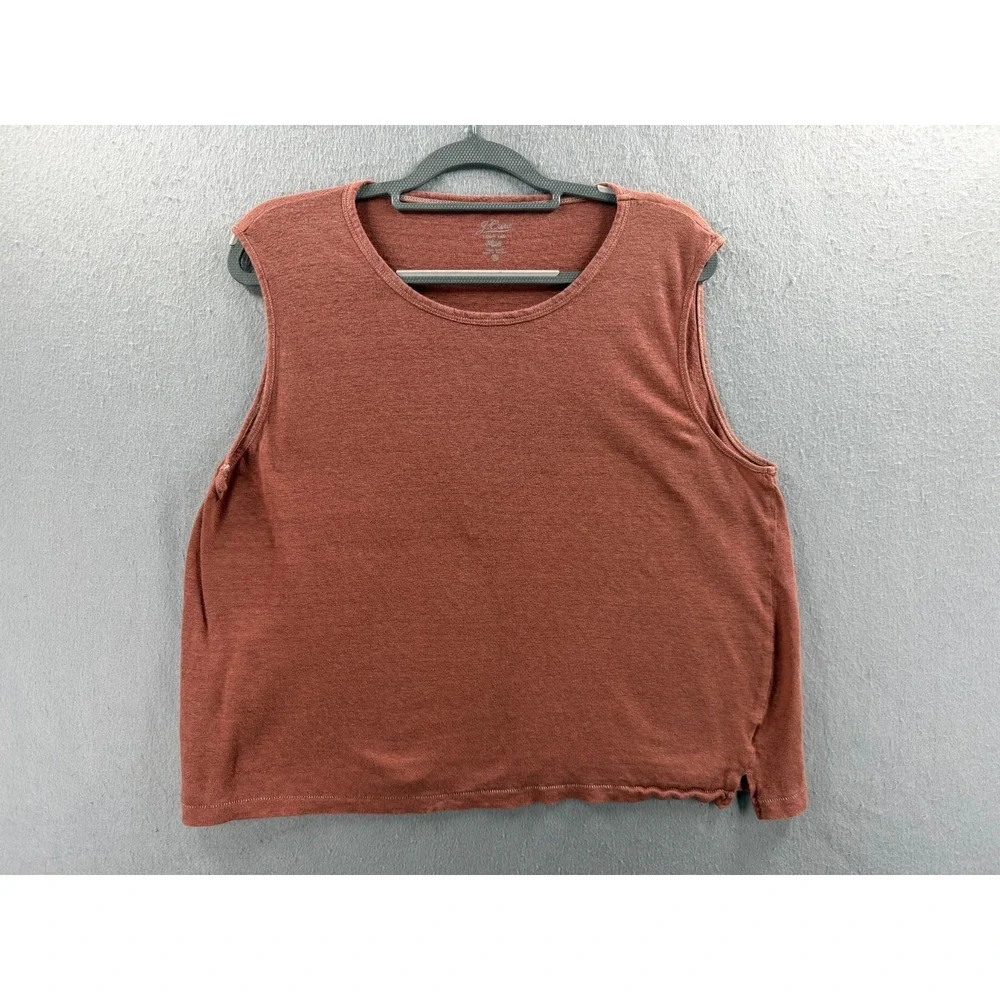 J. Crew Linen Tee Tank Top Womens XL Terracotta Muscle Boxy Earthy Minimalist